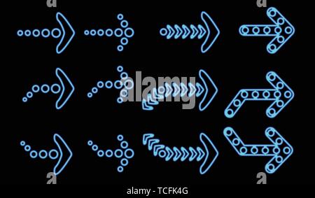 Blue vector neon style arrows Stock Vector