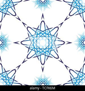 Geometric vector mandala seamless pattern on white background Stock Vector