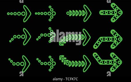 Green neon style arrows Stock Vector