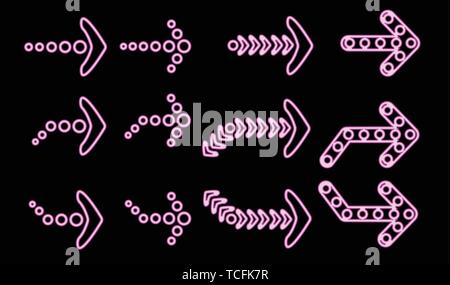 Pink neon style arrows Stock Vector