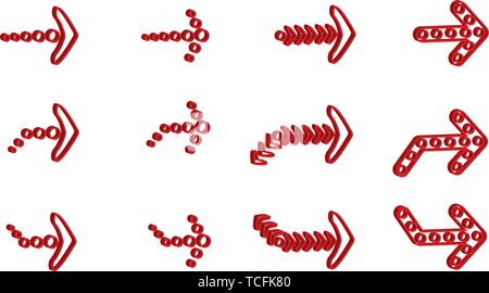 Red 3D style arrows Stock Vector