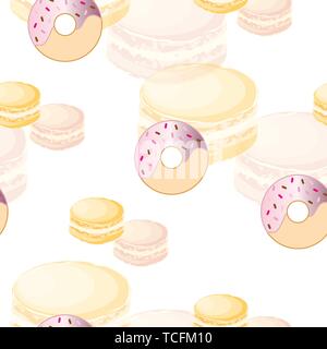 seamless pattern with donuts and macaroons vector in pastel colors Stock Vector
