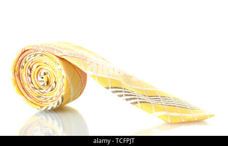 Blue rolled tie isolated on white Stock Photo
