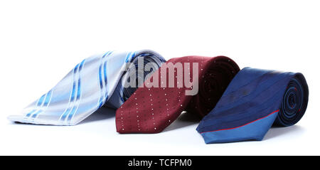 bright rolled ties isolated on white Stock Photo