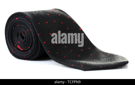 black rolled tie isolated on white Stock Photo