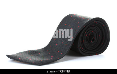 black rolled tie isolated on white Stock Photo