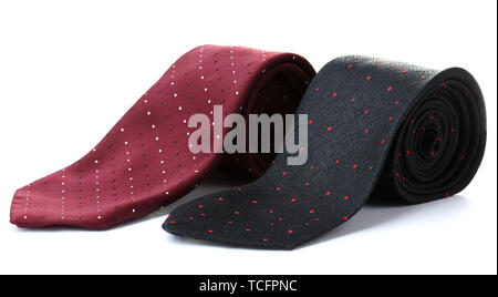 black and red rolled ties isolated on white Stock Photo