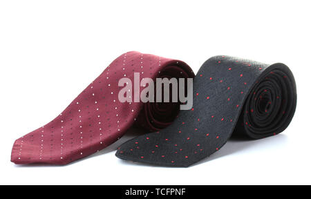 black and red rolled ties isolated on white Stock Photo