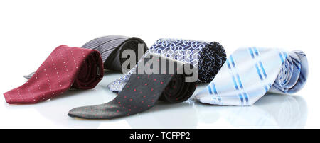 bright rolled ties isolated on white Stock Photo