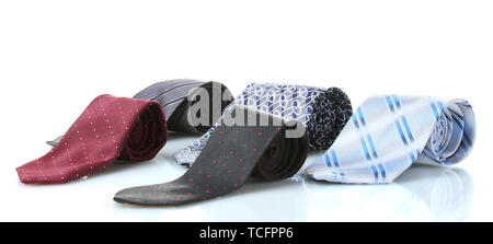 bright rolled ties isolated on white Stock Photo