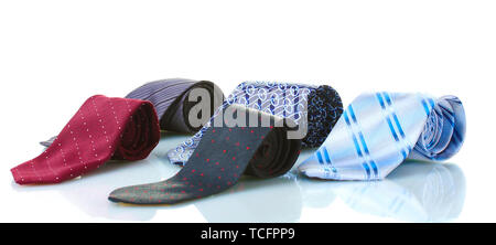 bright rolled ties isolated on white Stock Photo