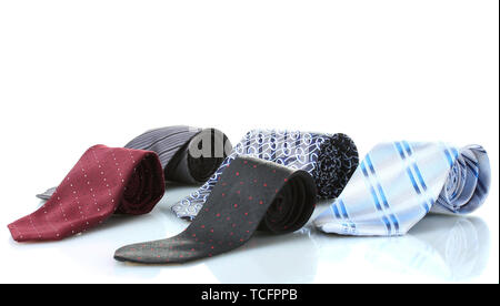 bright rolled ties isolated on white Stock Photo