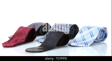 bright rolled ties isolated on white Stock Photo