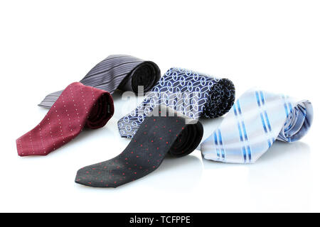 bright rolled ties isolated on white Stock Photo