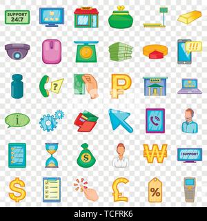 Banking icons set, cartoon style Stock Vector
