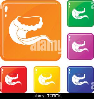 Curling and cracking wave icons set vector color Stock Vector