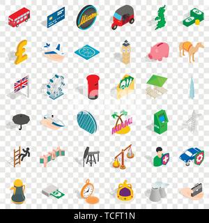 Island icons set, isometric style Stock Vector