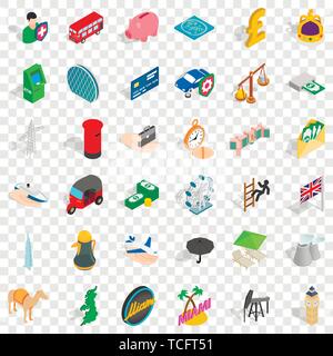 Miami icons set, isometric style Stock Vector