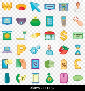 Gold icons set, cartoon style Stock Vector