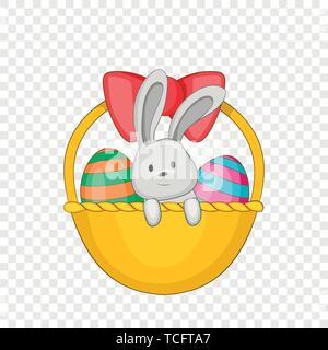 Easter bunny basket icon, cartoon style Stock Vector
