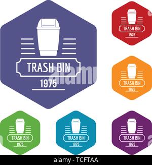 Bin junk icons vector hexahedron Stock Vector