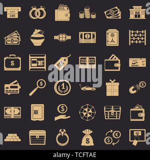 Sum icons set, simple style Stock Vector