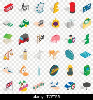 Palm tree icons set, isometric style Stock Vector