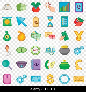 Wqallet icons set, cartoon style Stock Vector