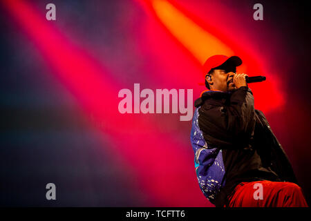 The American rapper, Danny Brown performs live at stage during the NOS Primavera Sound Festival in Porto. Stock Photo