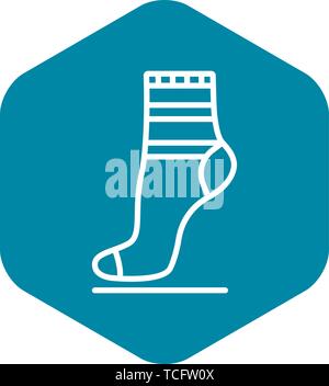 Textile sock icon, outline style Stock Vector