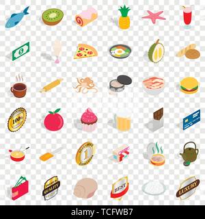Burger icons set, isometric style Stock Vector
