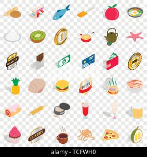 Pizza icons set, isometric style Stock Vector