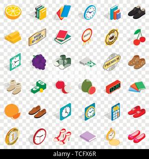Thinness icons set, isometric style Stock Vector