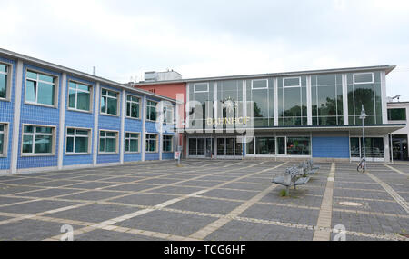 Sangerhausen, Germany. 07th June, 2019. The Sangerhausen railway station. The building was erected in 1963 and is a listed building. Credit: Sebastian Willnow/dpa-Zentralbild/dpa/Alamy Live News Stock Photo