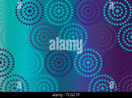 Yoga mat vector pattern illustration in purple and turquoise blue colors Stock Vector
