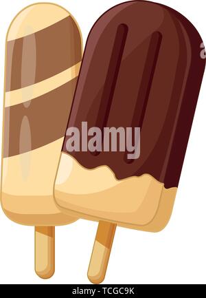 Delicious popsicle ice creams cartoons Stock Vector