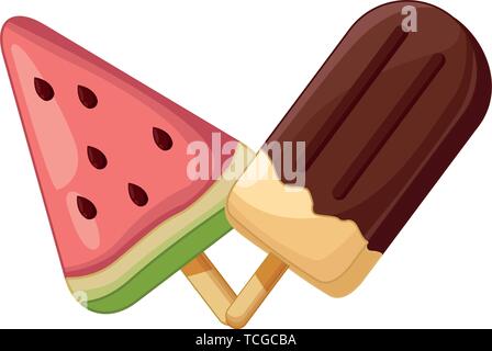 Delicious popsicle ice creams cartoons Stock Vector
