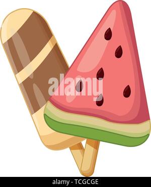 Delicious popsicle ice creams cartoons Stock Vector