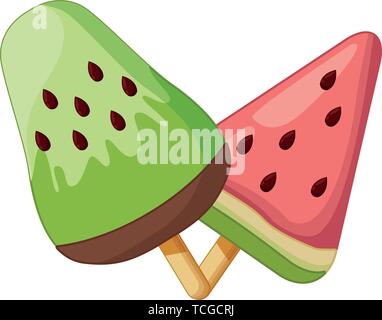 Delicious popsicle ice creams cartoons Stock Vector