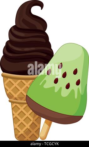 Delicious popsicle and ice cream Stock Vector