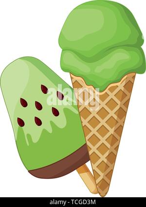 Delicious popsicle and ice cream Stock Vector