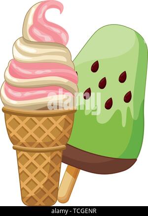 Delicious popsicle and ice cream Stock Vector