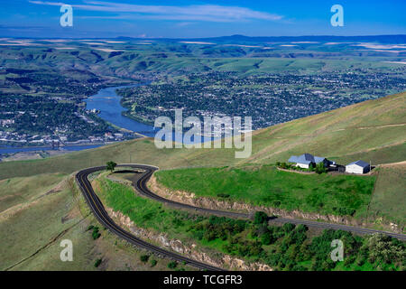 The city skyline from the Lewiston Hill overlook, Lewiston, Idaho, USA. Stock Photo