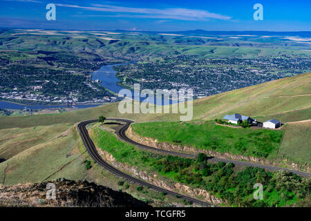 The city skyline from the Lewiston Hill overlook, Lewiston, Idaho, USA. Stock Photo