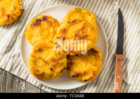 Homemade Corn Meal Arepas Ready to Eat Stock Photo