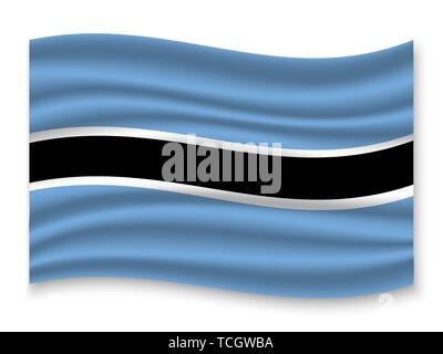 3d waving flag Botswana Isolated on white background Stock Vector Image ...