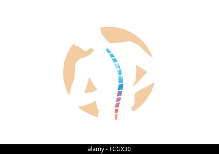 Chiropractic Body Pain Exercice Vector spine diagnostics symbol design Logo Illustration Stock Vector