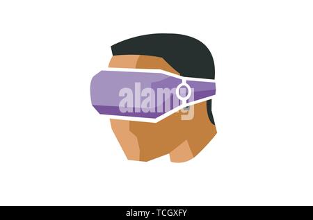 Creative Colorful Helmet Head Digital Movies Video Watch Logo Design Colorful Symbol Illustration Stock Vector