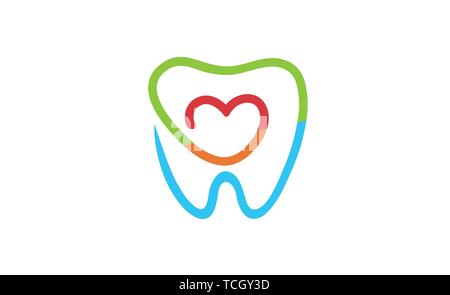 Creative Teeth Heart Inside Logo Design Symbol Illustration Stock Vector