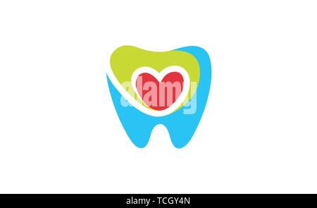 Creative Teeth Heart Inside Logo Design Symbol Illustration Stock Vector